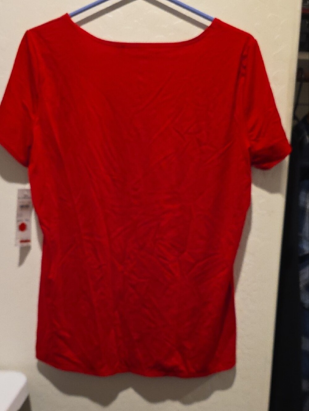 NY Collection Red Short Sleeve Scoop Neck Tee - Picture 5 of 7